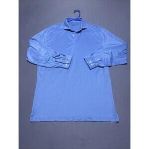 Mizzen+Main Mens Trim Fit Performance Long Sleeve Polo Shirt Blue Size Large